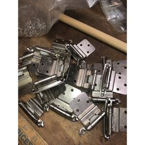 3/8" Inset Face Mount Self Closing Nickel Cabinet Hinges ( 19 Count) W/ Screws